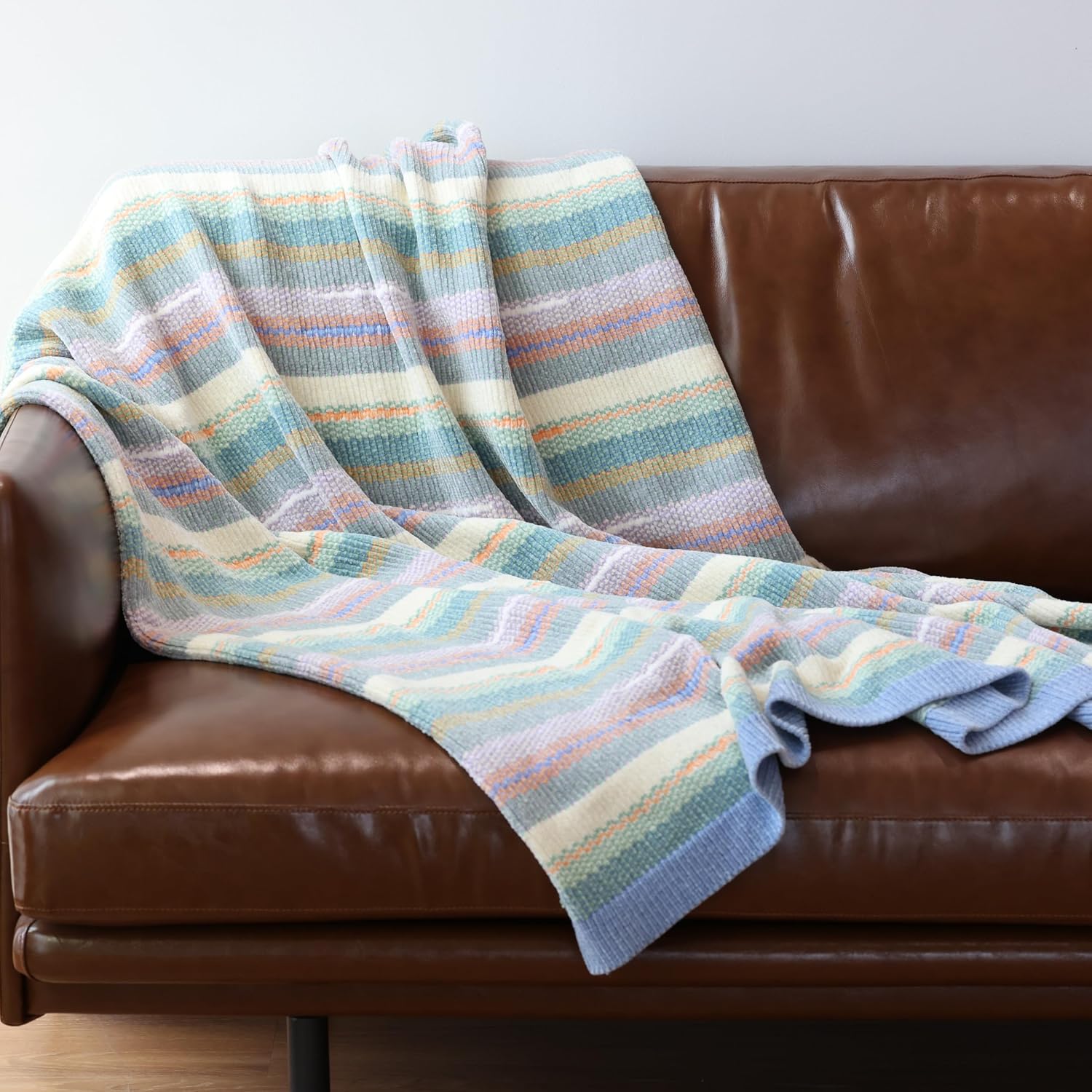Soft Chenille Yarn Throw 50x60, Handmade Knit Throw Blanket, for use in All Seasons, Soft Cozy Warm Knitted Blanket for Bed Sofa, Couch Chair, Living Room2.54Ib