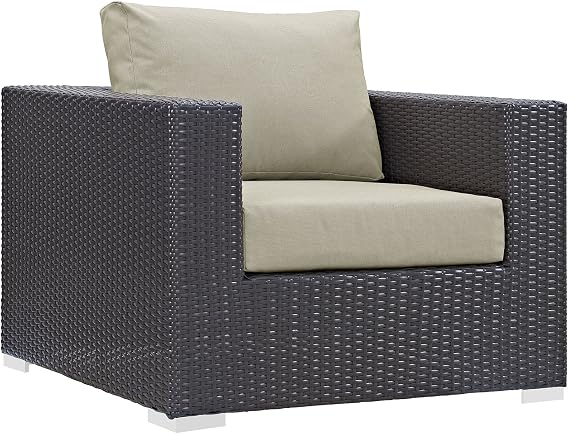 Modway Convene Wicker Rattan Outdoor Patio Armchair in Espresso Beige