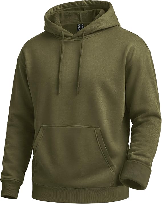 Men's Fleece Lined Hoodie Cotton Midweight Hooded Sweatshirt