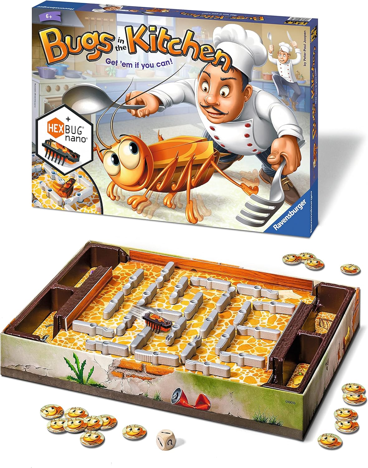 Ravensburger Bugs in the Kitchen Board Game for Kids Age 6 Years and Up - 2 to 4 Players - Catch the Hexbug Nano